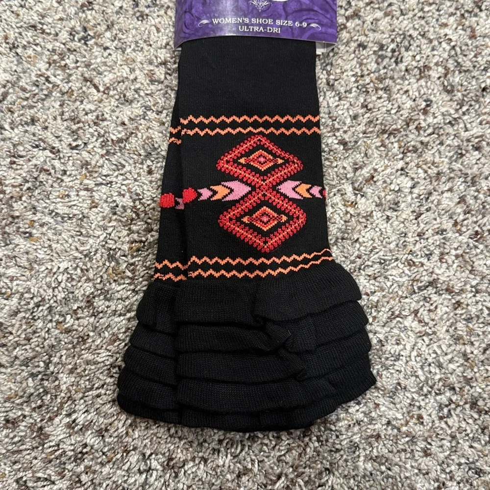 Wrangler Black and Red Geometric Boot Socks - Picture 2 of 4